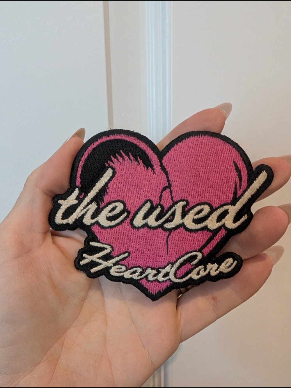 The Used Band Pink Heart 'the used HeartCore' Embroidered Patch